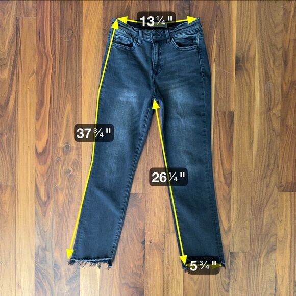 Flying Monkey Black Ankle Cropped Jeans with Raw Hem - Picture 9 of 9